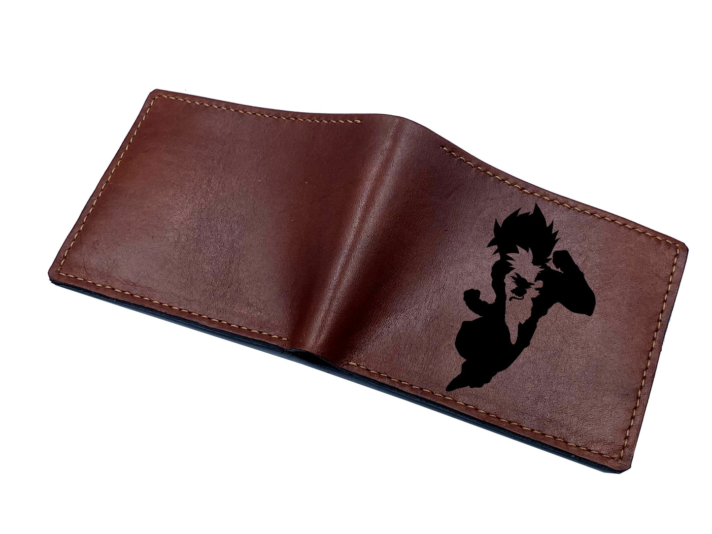 Mayan Corner - Super saiyan transform art, custom leather men wallet, son goku dragon ball wallet, leather gift for him, anime characters present
