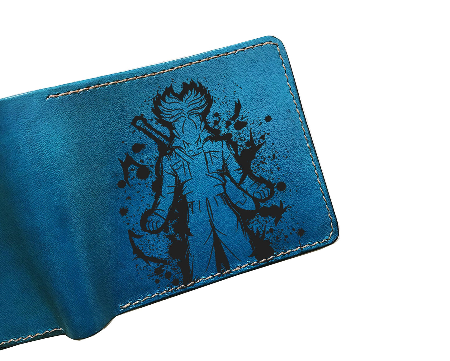 Mayan Corner - Son Goku Super Saiyan art wallet, anime characters leather gifts, leather anniversary present for him, dragon ball fan collection