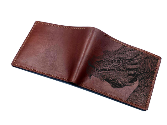 Mayan Corner - Customized leather handmade wallet for men, dragon men's wallet, gift for dad, husband, brother - Smaug The hobbit dragon - 3110221