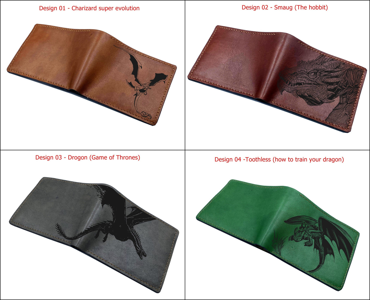 Mayan Corner - Customized leather handmade wallet for men, dragon men's wallet, gift for dad, husband, brother - Smaug The Lord of The rings - 3110225