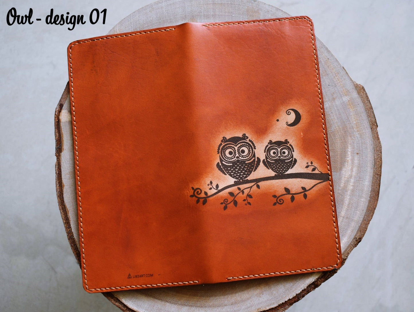 Personalized leather handmade women's Owl long wallet, gifts for her, Mothers Day anniversary gift