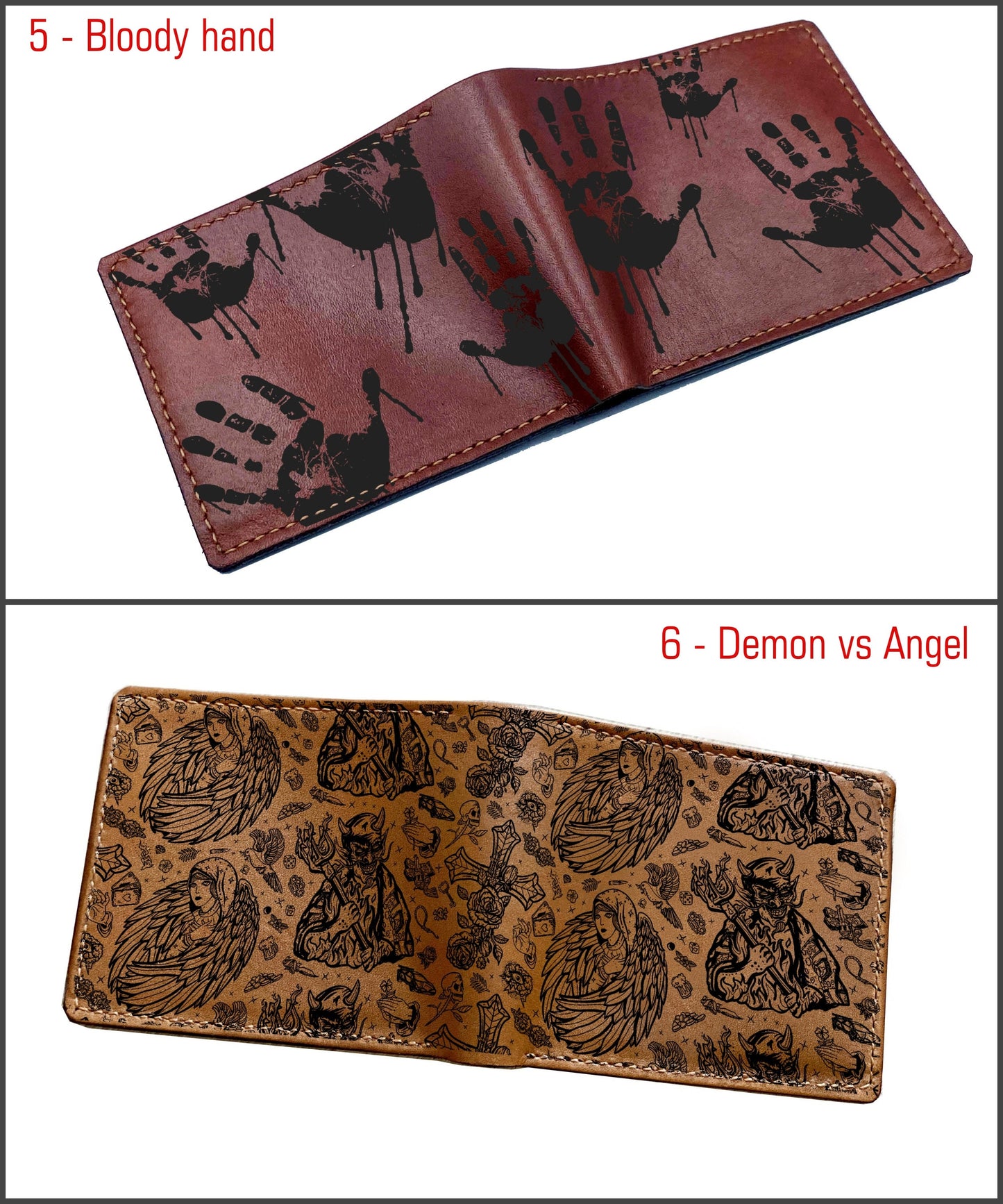 Personalized zombie men's wallet, death wallet, horror gift for men, halloween wallet for husband, boyfriend, horror theme present ideas