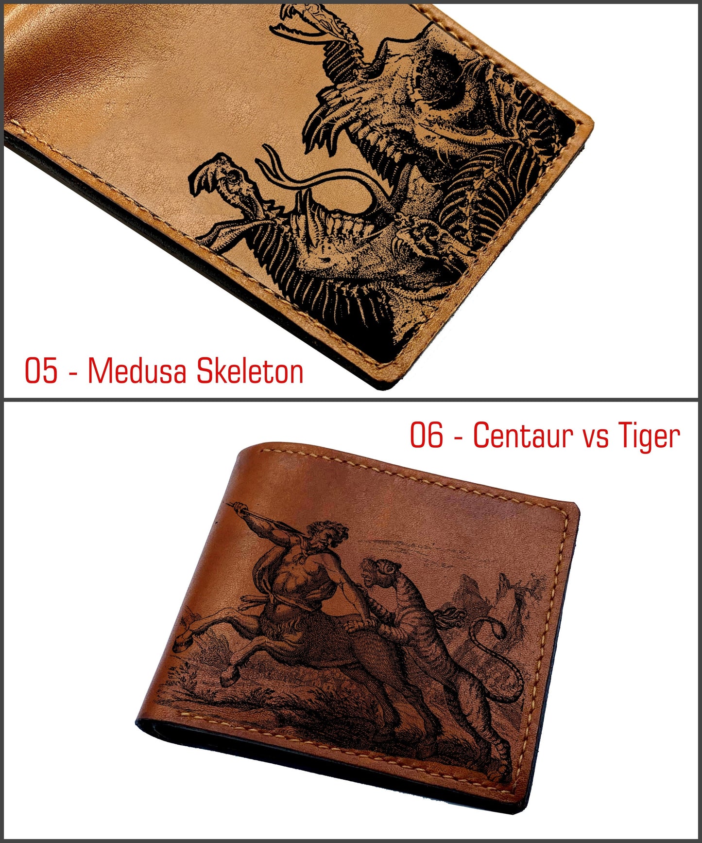 Minotaur leather men's wallet, monster engraved leather gift for men, customized present for dad, leather anniversary gift for husband