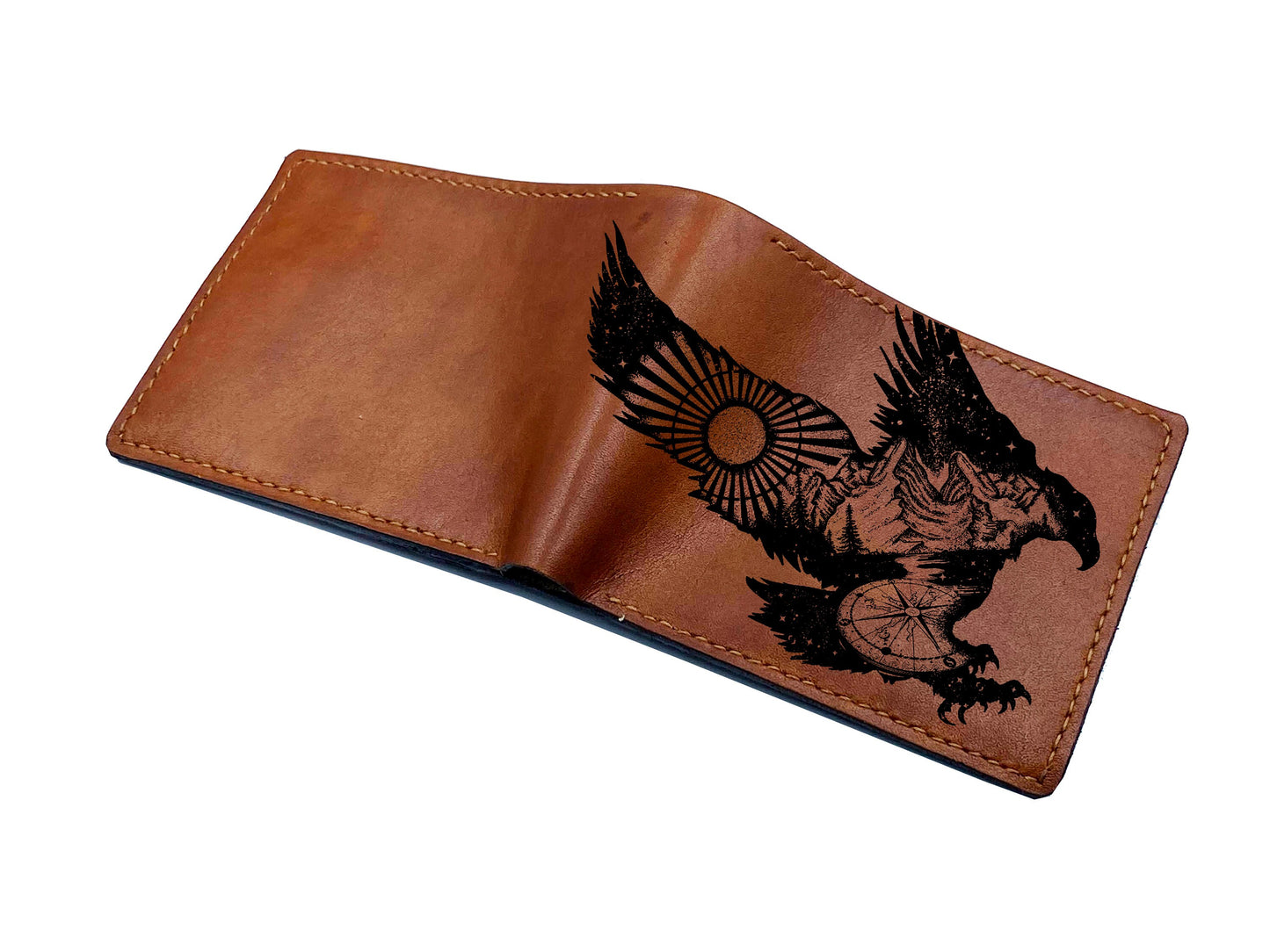 Personalized Rhino animal wallet, tattoo style men's gift, leather men's wallet, custom engraved wallet, present for dad, birthday gift idea