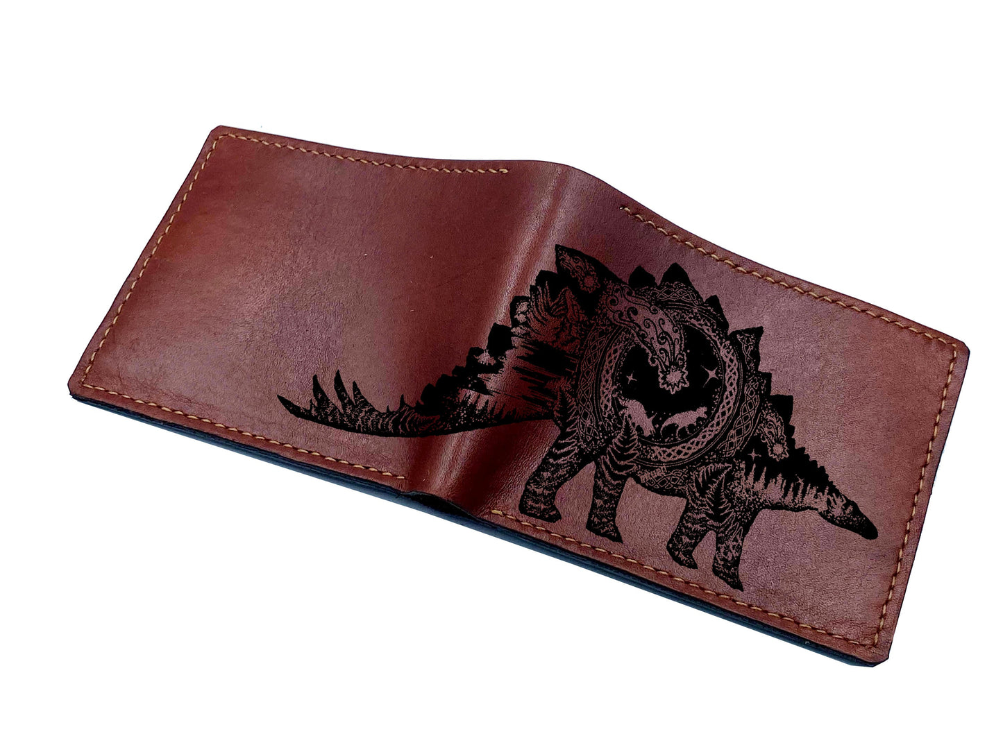 Personalized Rhino animal wallet, tattoo style men's gift, leather men's wallet, custom engraved wallet, present for dad, birthday gift idea