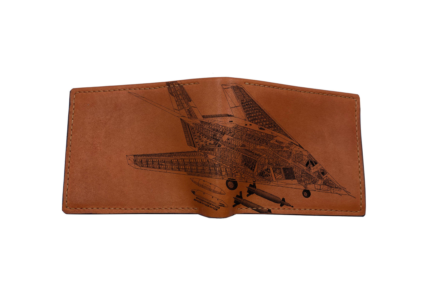 Personalized leather handmade wallet, mechanical drawing airplane wallet, cutaway machine art wallet, cool wallet for dad, husband, brother