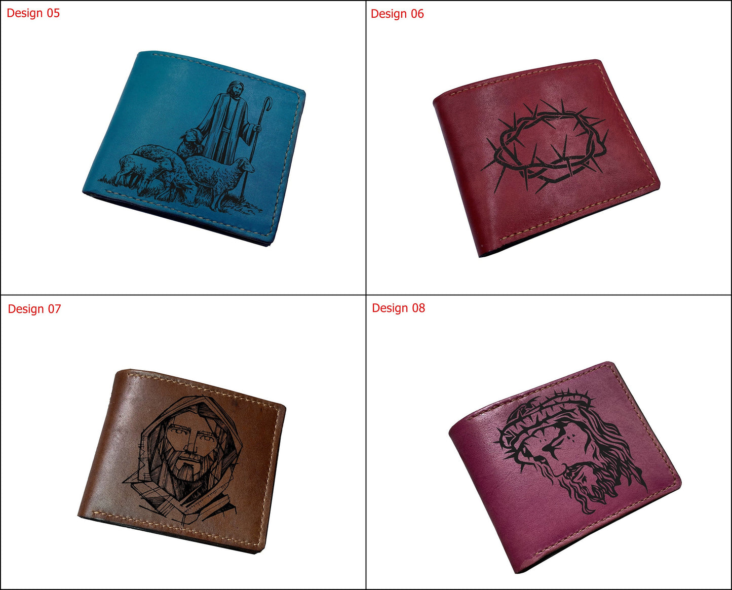 Crown of Thorns Jesus drawing art pattern, Christian Xmas birthday gift ideas, meaningful wallet for Christian men, wallet for husband