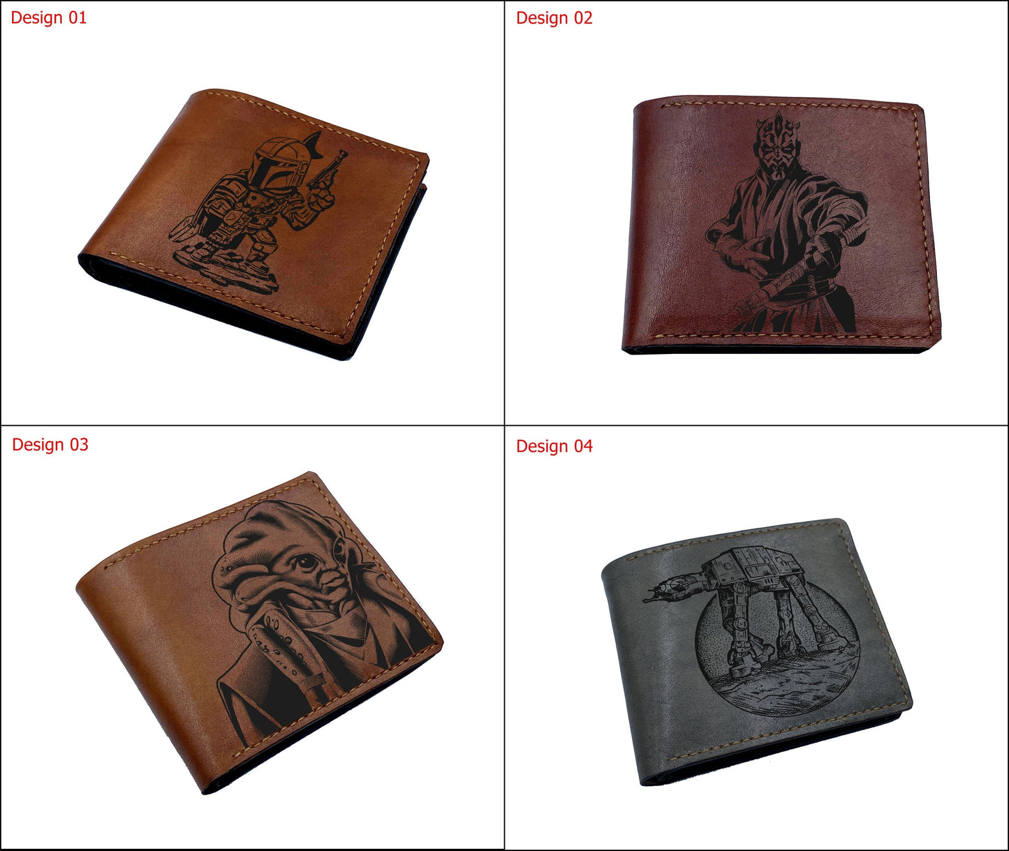 Personalized birthday gift ideas for him Starwars leather art wallet, Starwars movie present