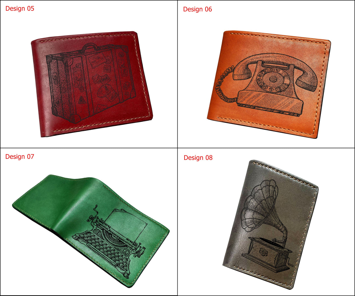 Mayan Corner - Vintage object retro style wallet, bicycle drawing pattern gift, engrave wallet for him, personalized leather men wallet, cool leather gift