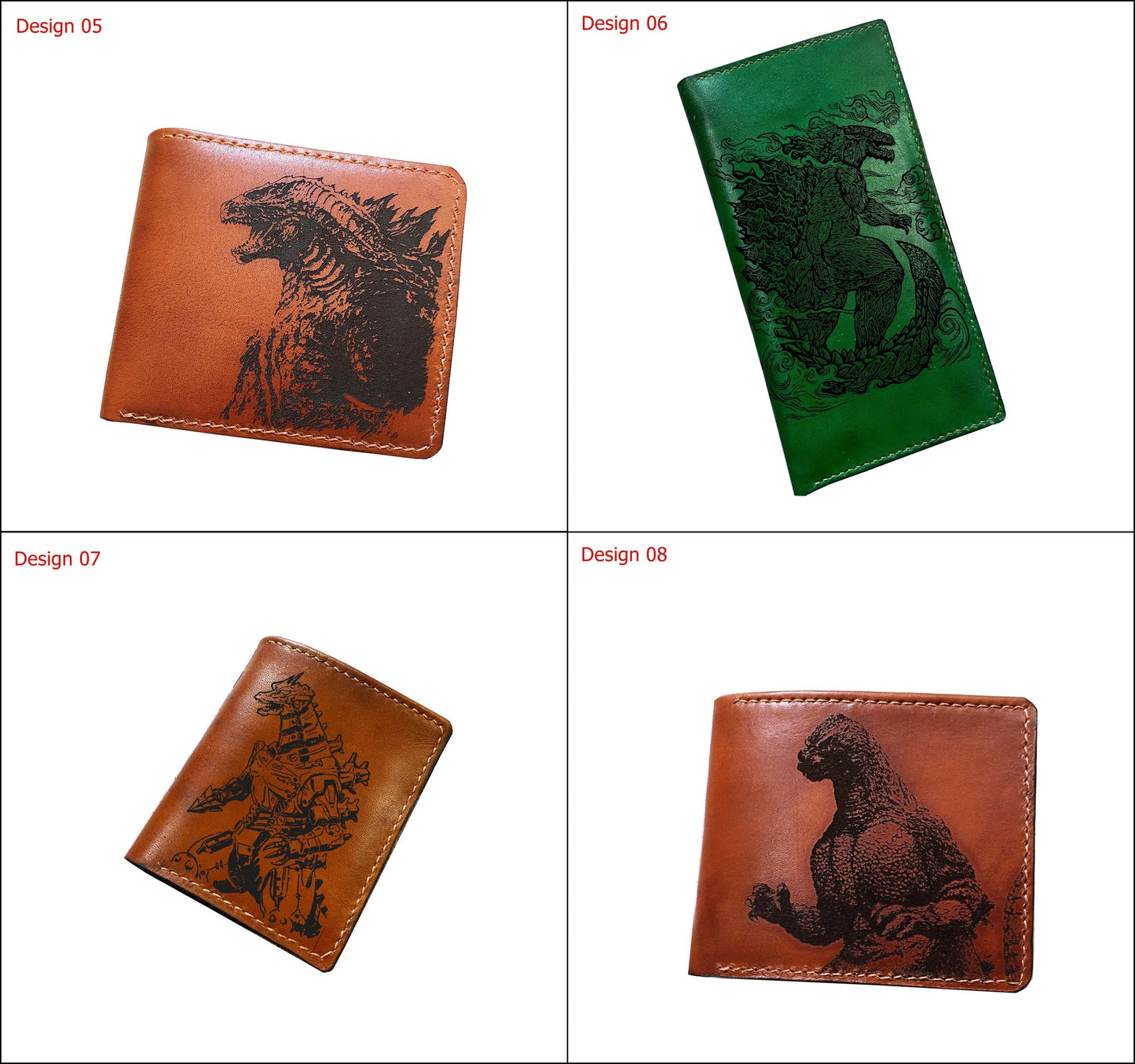 Mayan Corner - Godzilla shadow leather men's wallet, monster king wallet, birthday gifts ideas for dad, husband, brother