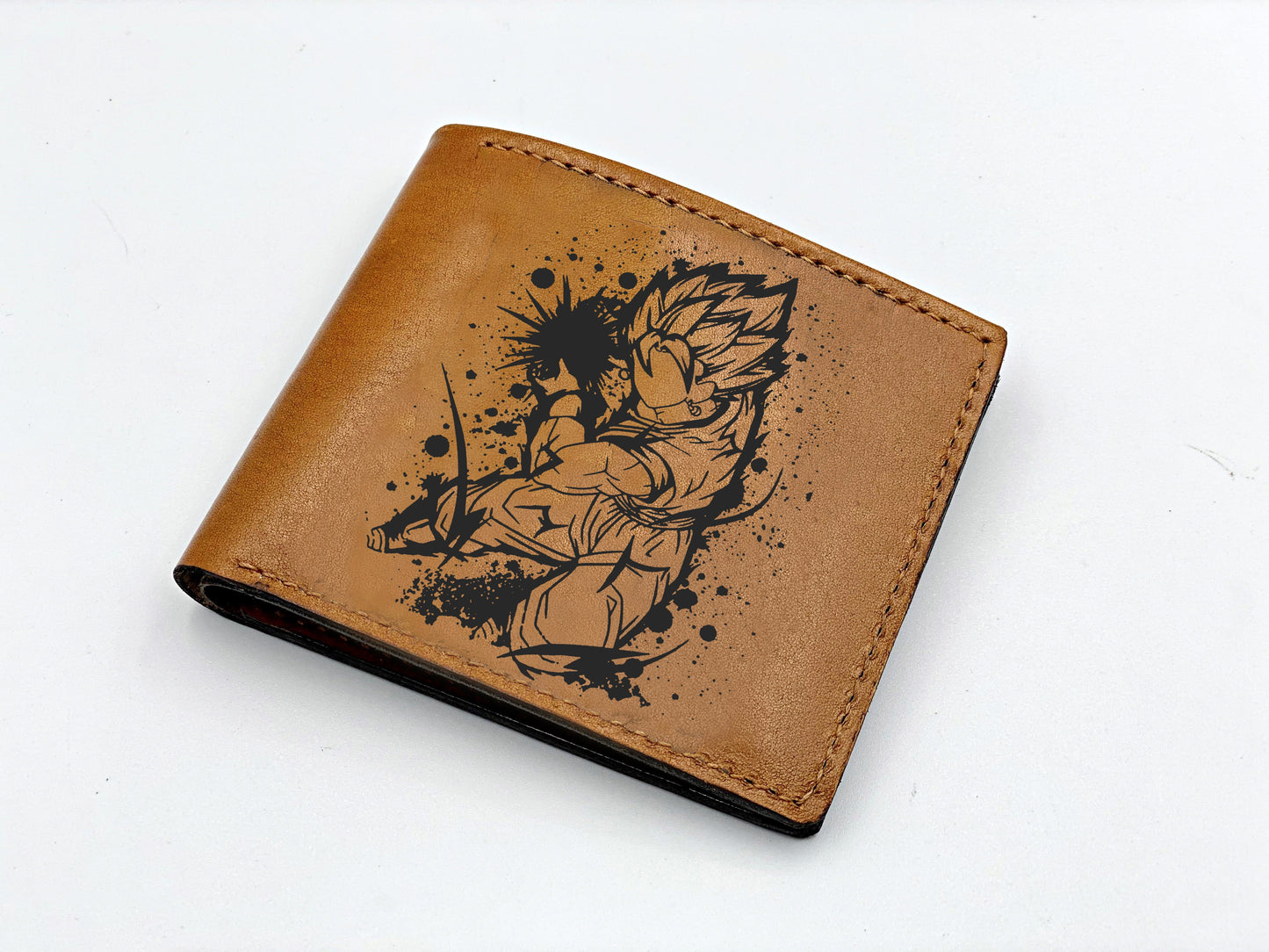 Mayan Corner - Son Goku Super Saiyan art wallet, anime characters leather gifts, leather anniversary present for him, dragon ball fan collection