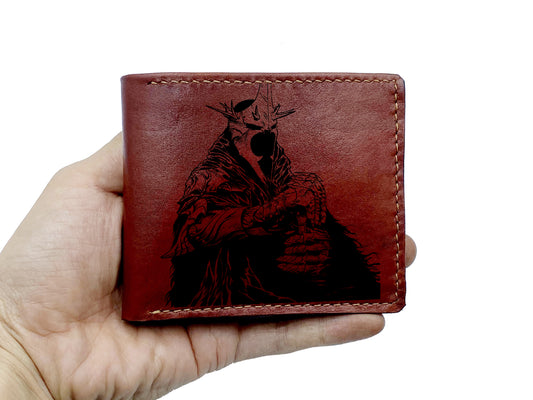 Mayan Corner - Customized leather wallet for him, The Witch King of Angmar Sauron Mordor leather gift for friend, cool wallet for husband